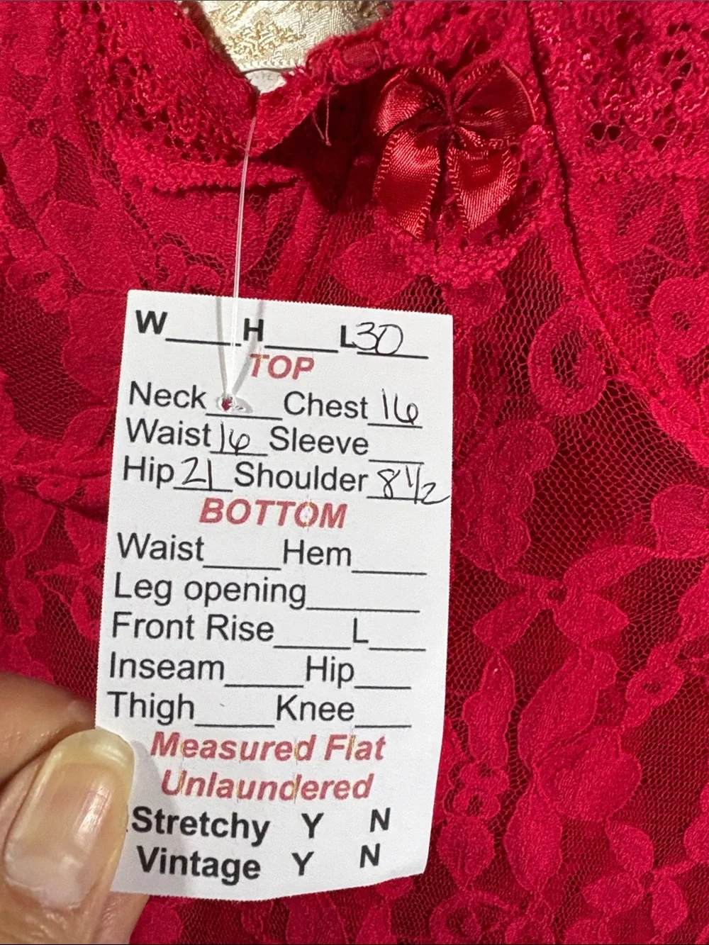 Vintage Sears Inner Most Red Lace Chemise Slip - Women's Intimates. F2